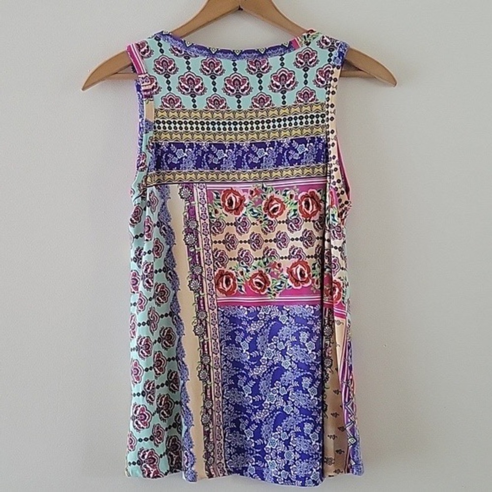 Johnny Was Multicolor Patchwork Tank Top - image 4